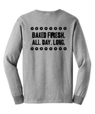 Employee ADULT Gildan Long Sleeved T-shirt in Light Gray  - Baked Fresh All Day Long