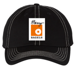 Barry bagel logo baseball hat - solid black with white stitching