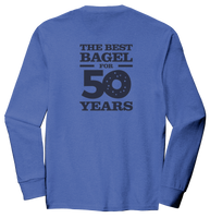 Employee ADULT District Made Perfect Tri-Blend Long Sleeved T-shirt in Royal Frost anniversary version - The Best Bagel for 50 years