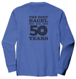 Employee ADULT District Made Perfect Tri-Blend Long Sleeved T-shirt in Royal Frost anniversary version - The Best Bagel for 50 years