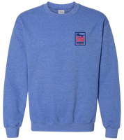 Employee ADULT Gildan Crewneck Sweatshirt in Heather Sport Royal Blue anniversary version